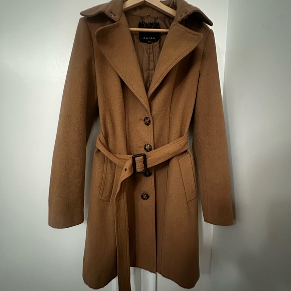 Amisu Tan Trench Coat with Belt - Picture 5 of 7